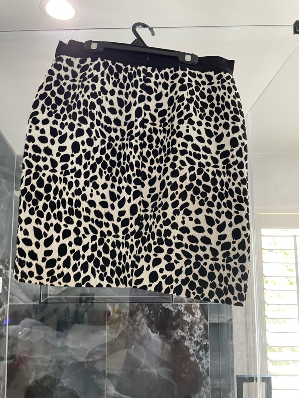 Ann Taylor Black and White Animal-Print Mini Skirt